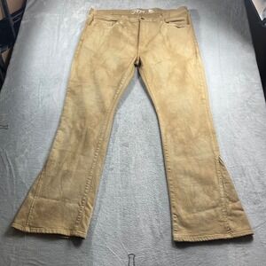 PRPS Erector Tie Dye Flare Jeans Khaki Tan Mens 42 E106P81WF Slit Hem